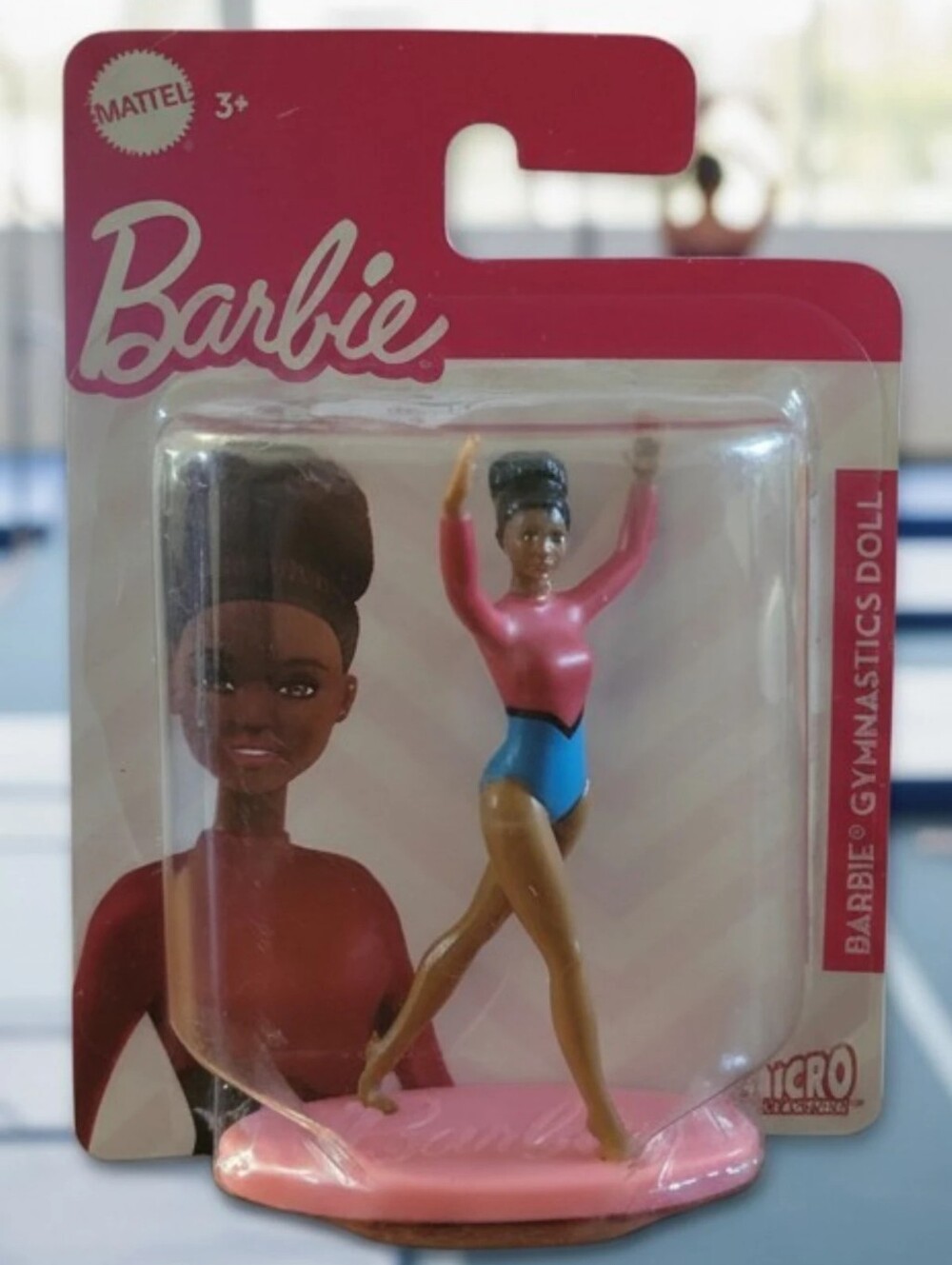 NWT 2021 BARBIE Black Doll Gymnastics Cake Topper Micro Figure Mattel